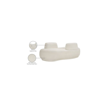 Argyle Cream Teddy Fabric Chaise/Loveseat