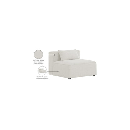 Cube Cream Durable Linen Textured Armless Chair