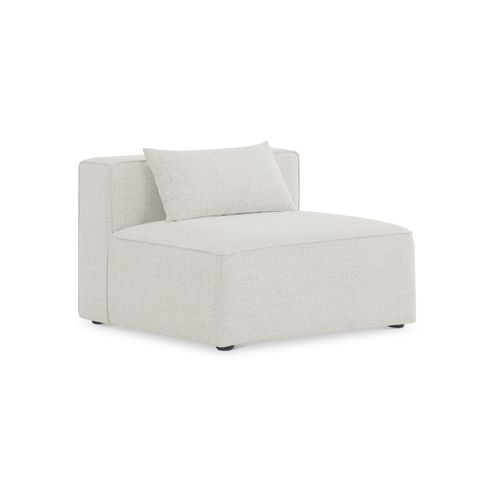Cube Cream Durable Linen Textured Armless Chair