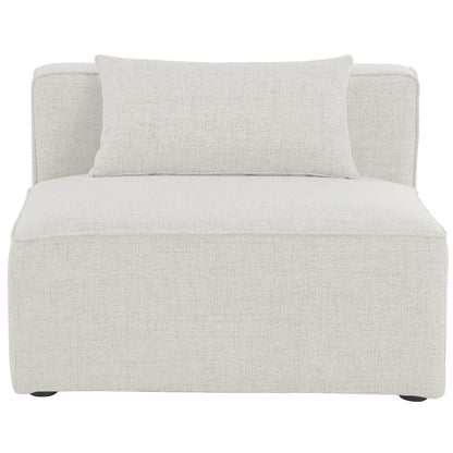 Cube Cream Durable Linen Textured Armless Chair
