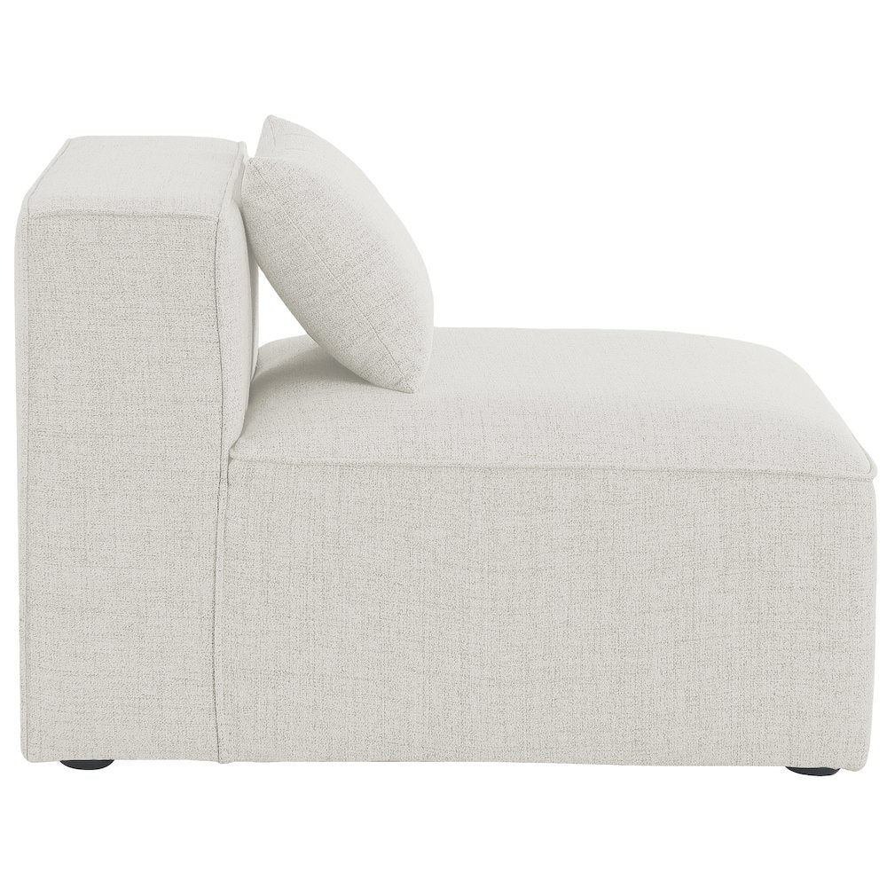 Cube Cream Durable Linen Textured Armless Chair