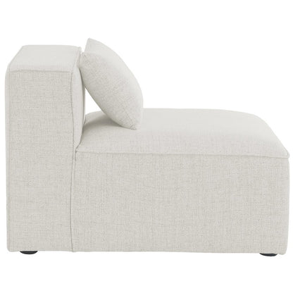 Cube Cream Durable Linen Textured Armless Chair