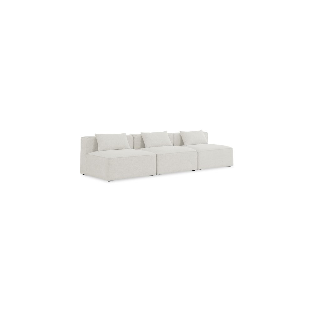 Cube Cream Durable Linen Textured Modular Sofa