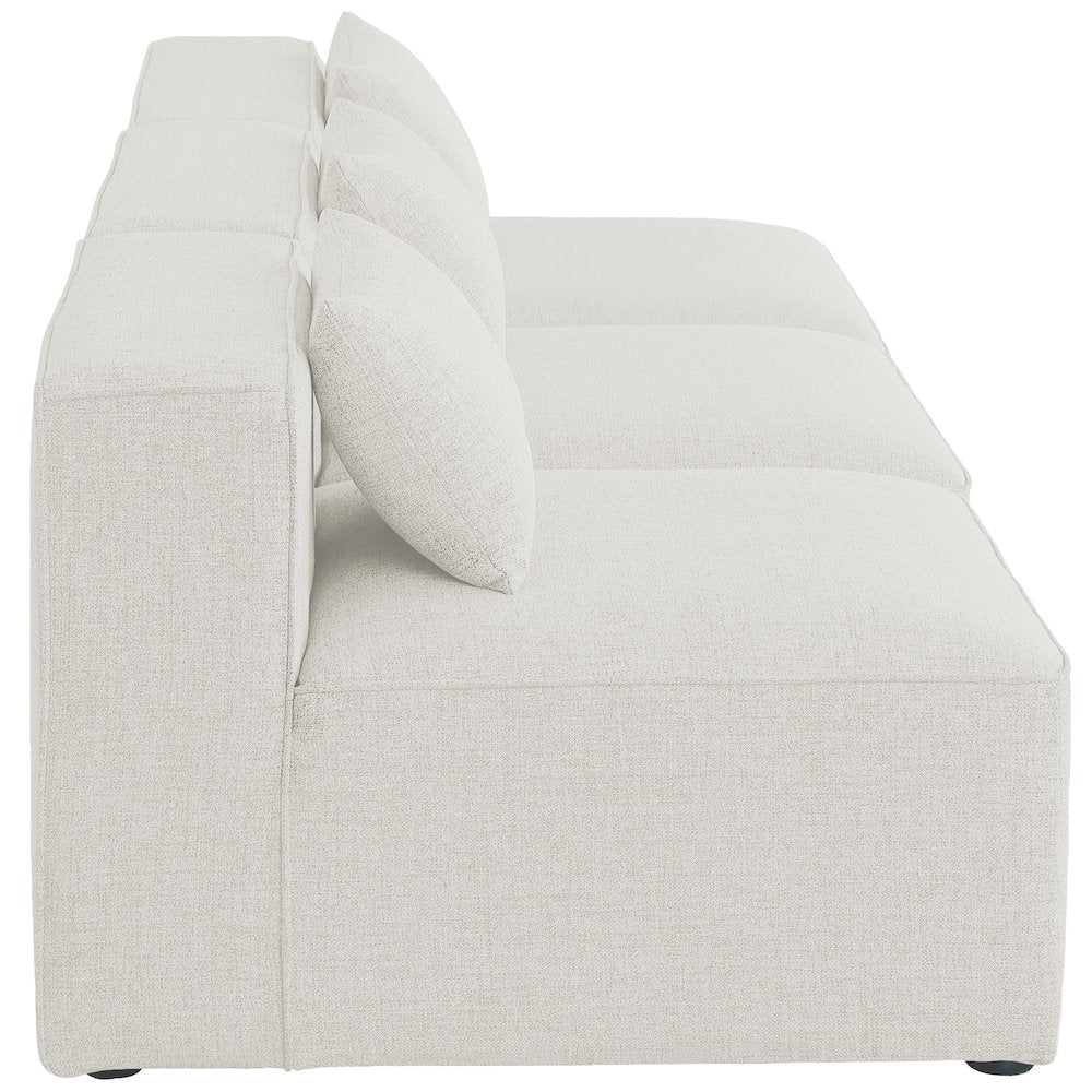 Cube Cream Durable Linen Textured Modular Sofa