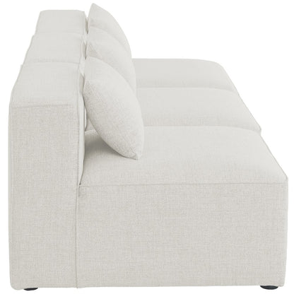 Cube Cream Durable Linen Textured Modular Sofa