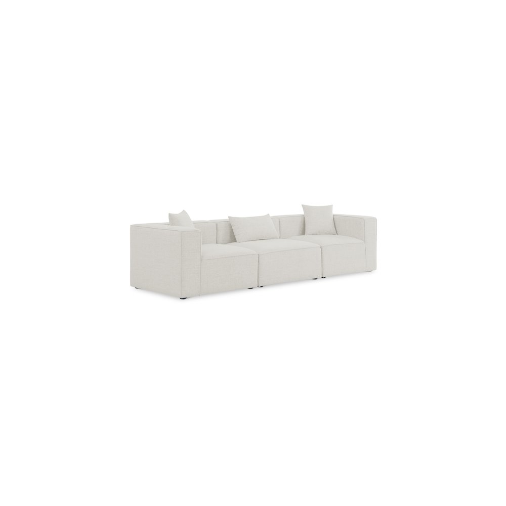 Cube Cream Durable Linen Textured Modular Sofa