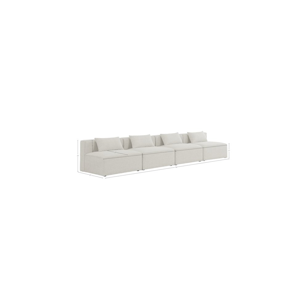 Cube Cream Durable Linen Textured Modular Sofa
