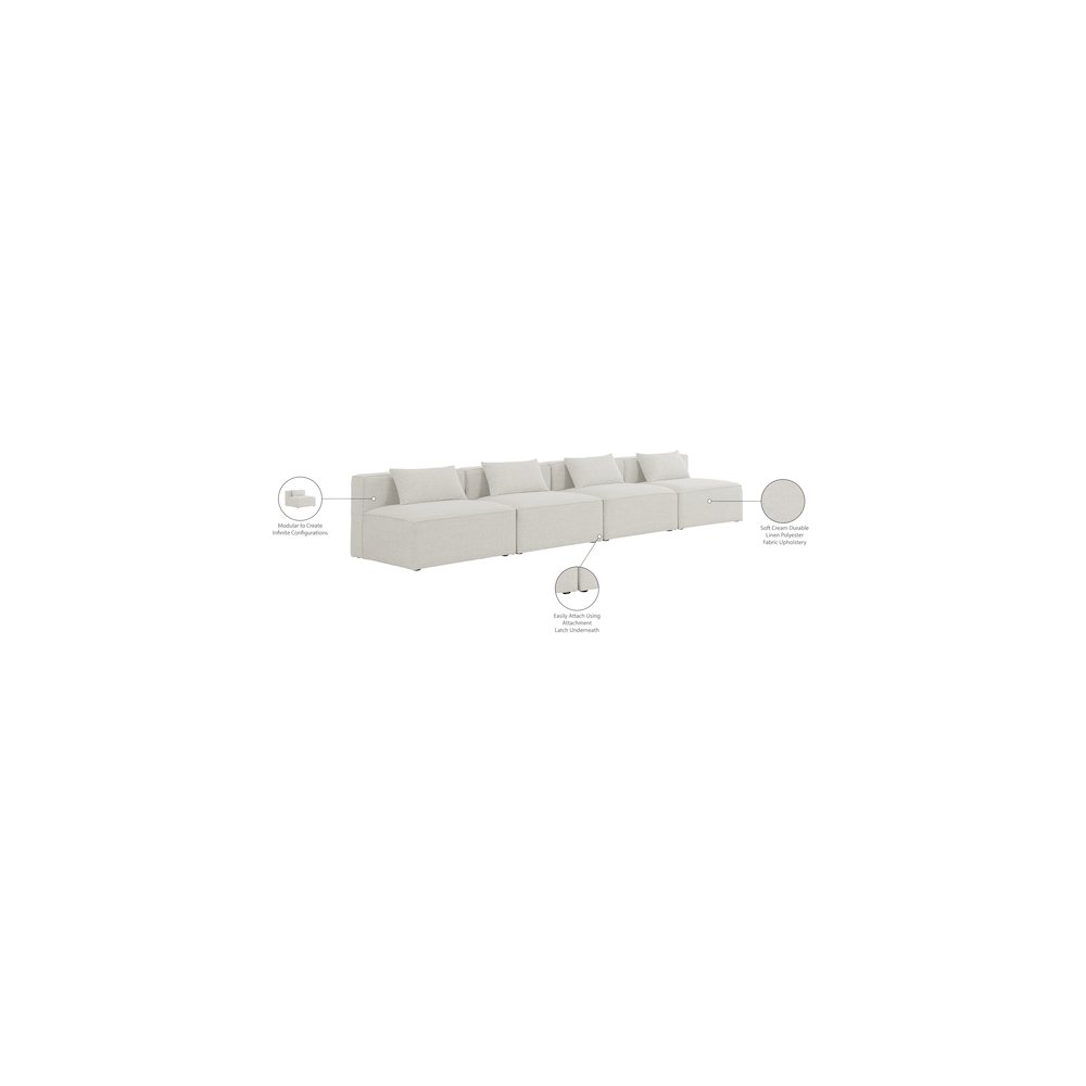 Cube Cream Durable Linen Textured Modular Sofa
