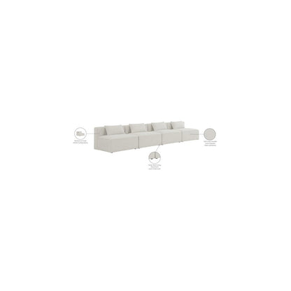 Cube Cream Durable Linen Textured Modular Sofa