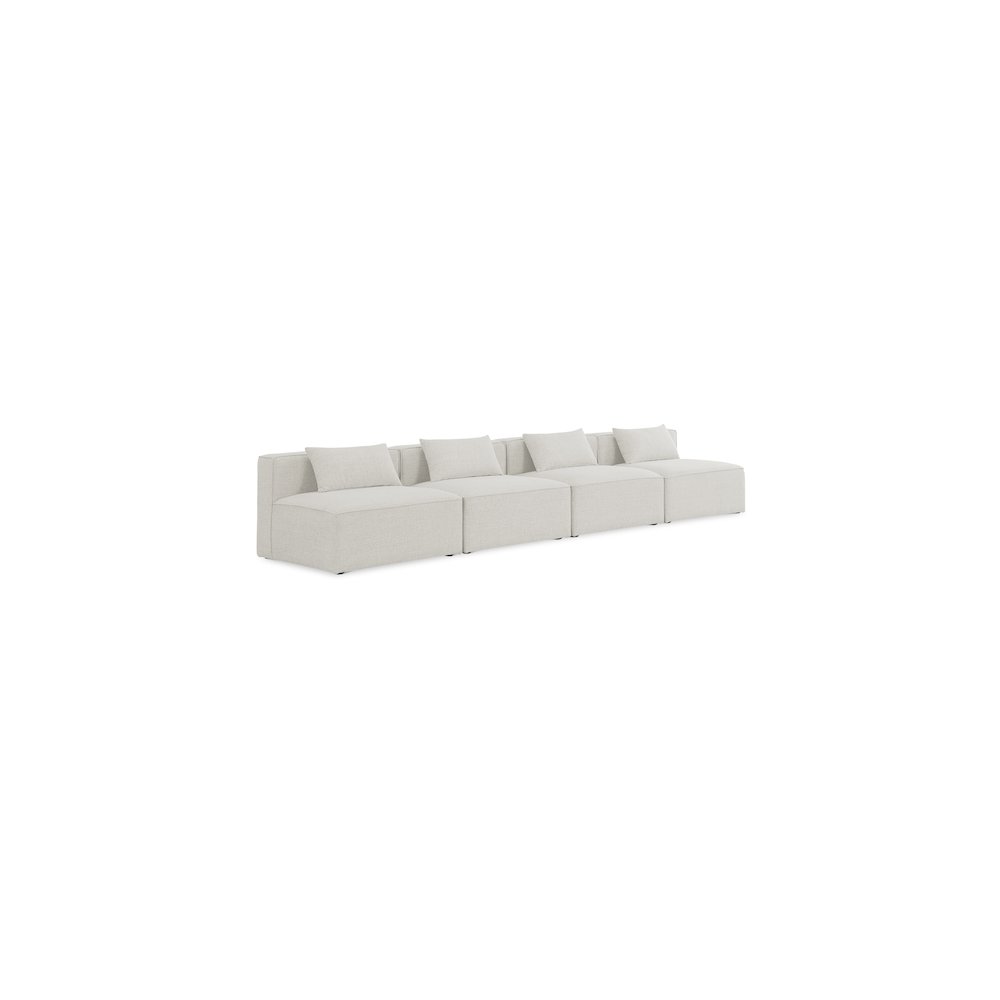 Cube Cream Durable Linen Textured Modular Sofa