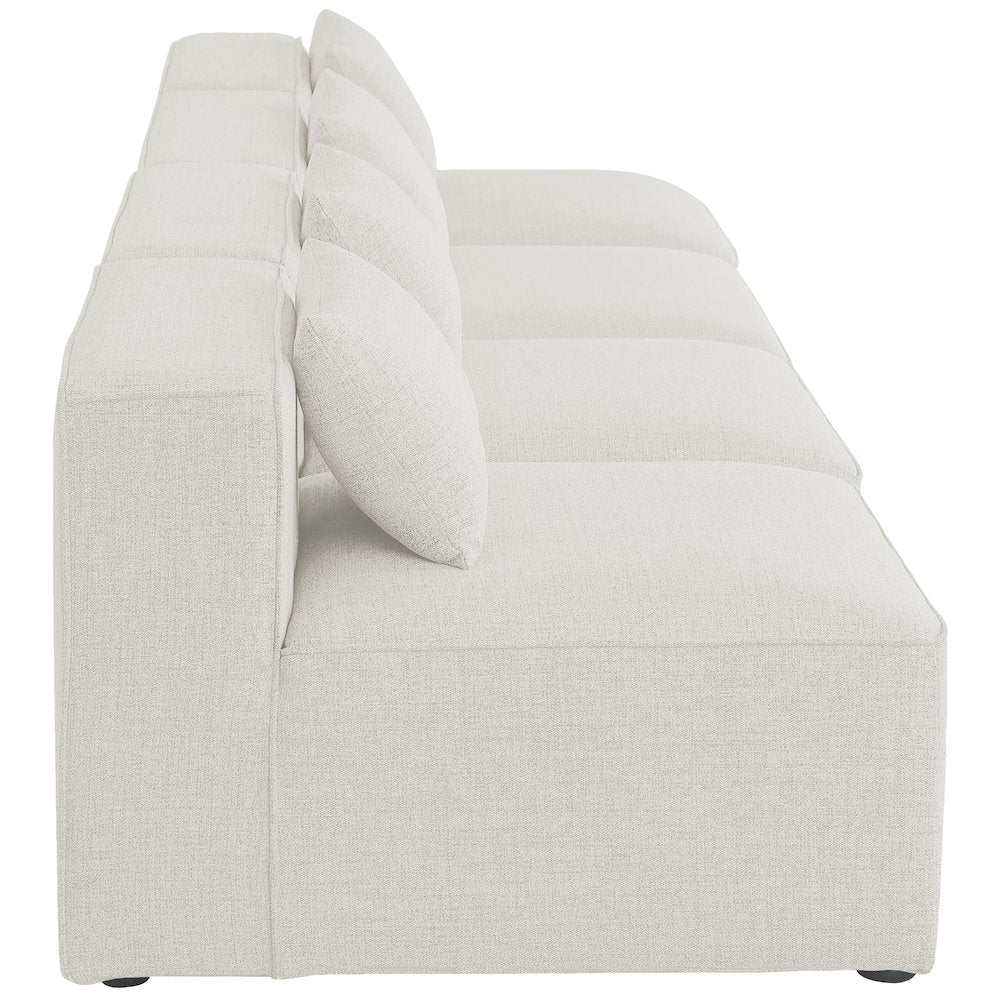 Cube Cream Durable Linen Textured Modular Sofa