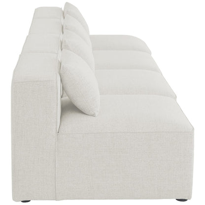 Cube Cream Durable Linen Textured Modular Sofa