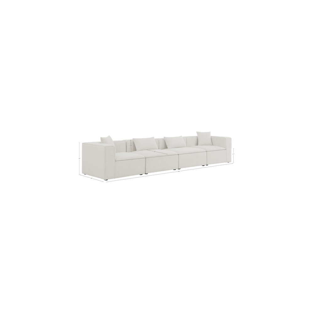 Cube Cream Durable Linen Textured Modular Sofa