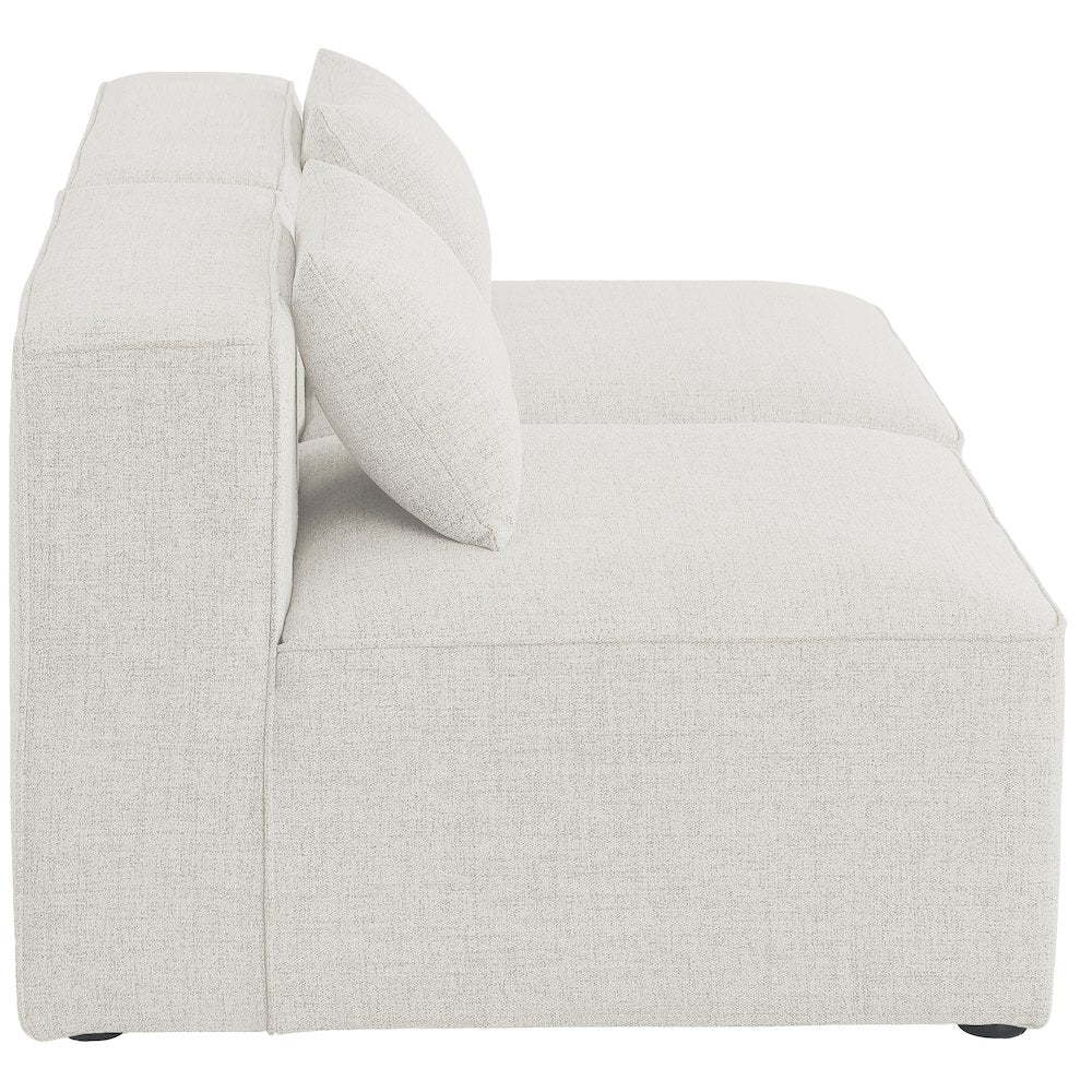 Cube Cream Durable Linen Textured Modular Sofa
