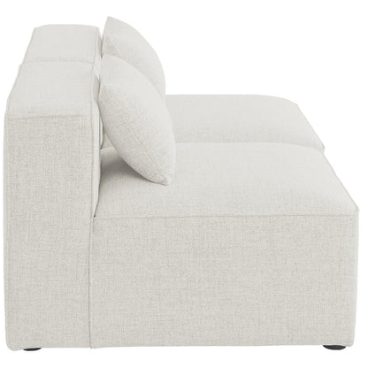 Cube Cream Durable Linen Textured Modular Sofa