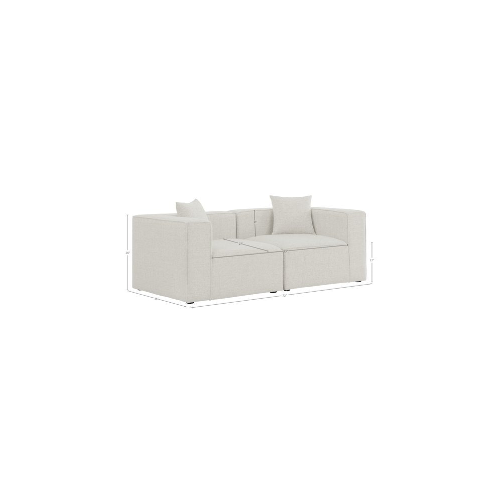 Cube Cream Durable Linen Textured Modular Sofa