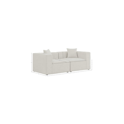 Cube Cream Durable Linen Textured Modular Sofa