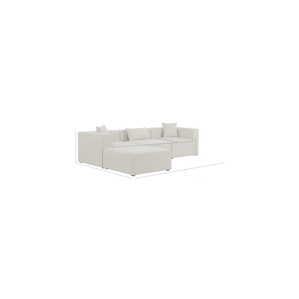 Cube Cream Durable Linen Textured Modular Sectional