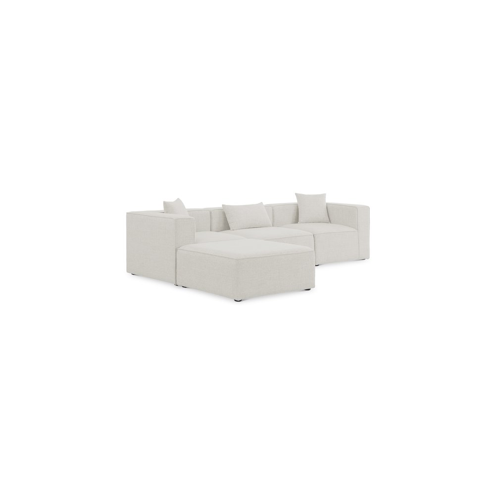 Cube Cream Durable Linen Textured Modular Sectional