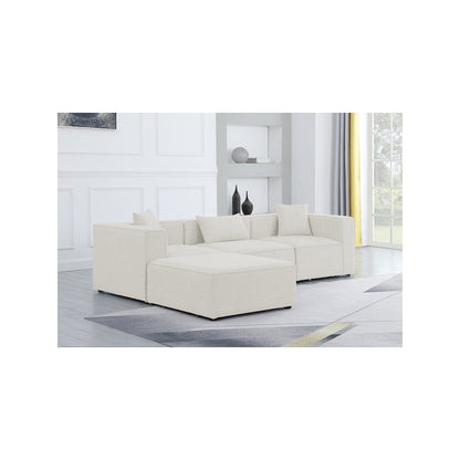 Cube Cream Durable Linen Textured Modular Sectional
