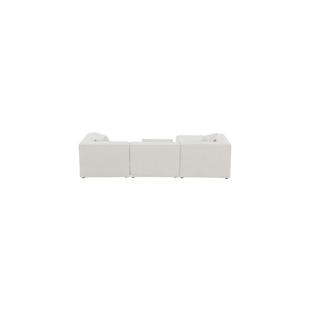 Cube Cream Durable Linen Textured Modular Sectional