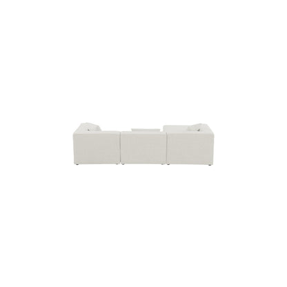 Cube Cream Durable Linen Textured Modular Sectional