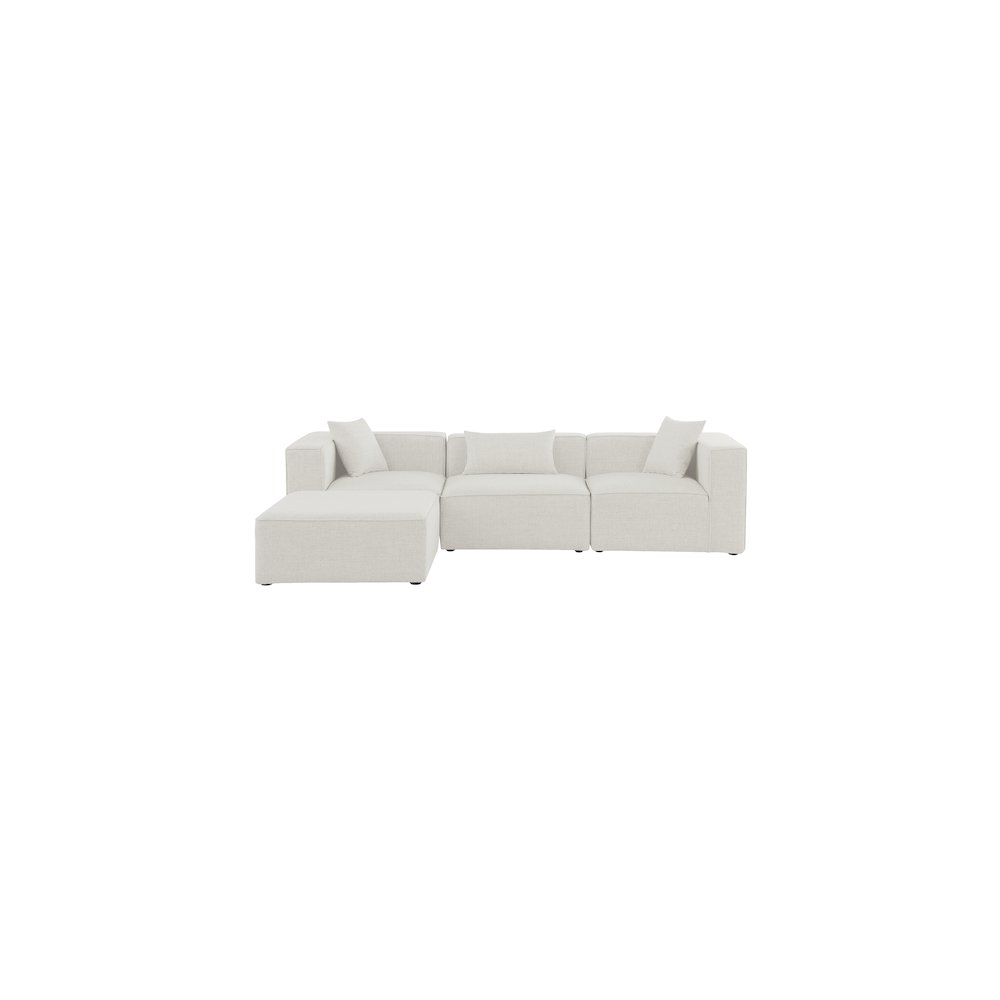 Cube Cream Durable Linen Textured Modular Sectional