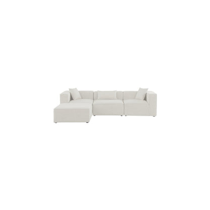 Cube Cream Durable Linen Textured Modular Sectional
