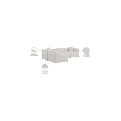 Cube Cream Durable Linen Textured Modular Sectional