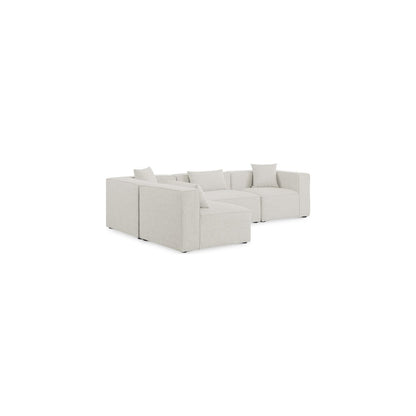 Cube Cream Durable Linen Textured Modular Sectional