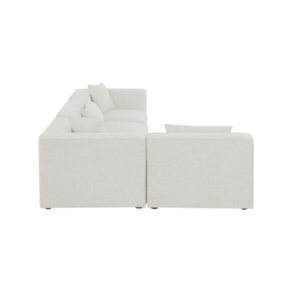 Cube Cream Durable Linen Textured Modular Sectional