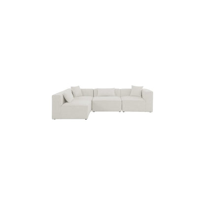 Cube Cream Durable Linen Textured Modular Sectional