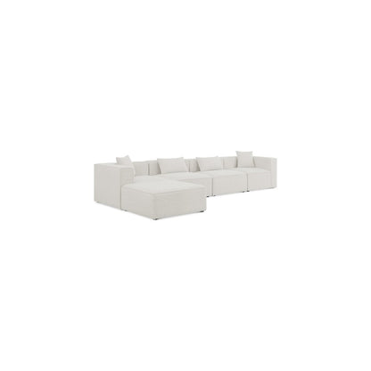 Cube Cream Durable Linen Textured Modular Sectional
