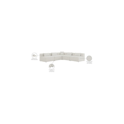 Cube Cream Durable Linen Textured Modular Sectional