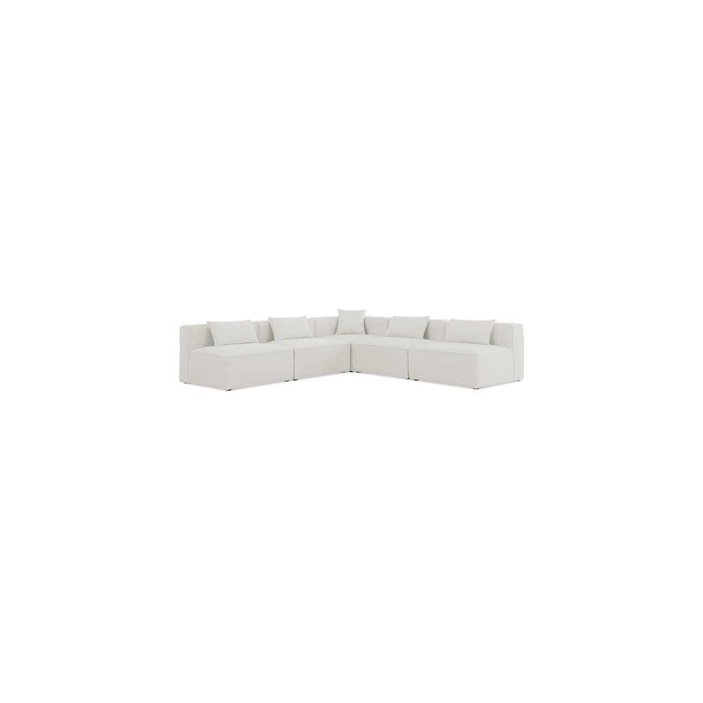 Cube Cream Durable Linen Textured Modular Sectional