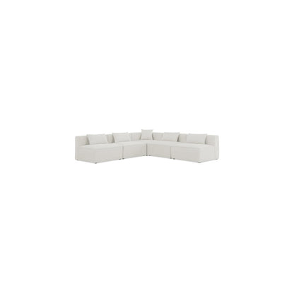 Cube Cream Durable Linen Textured Modular Sectional