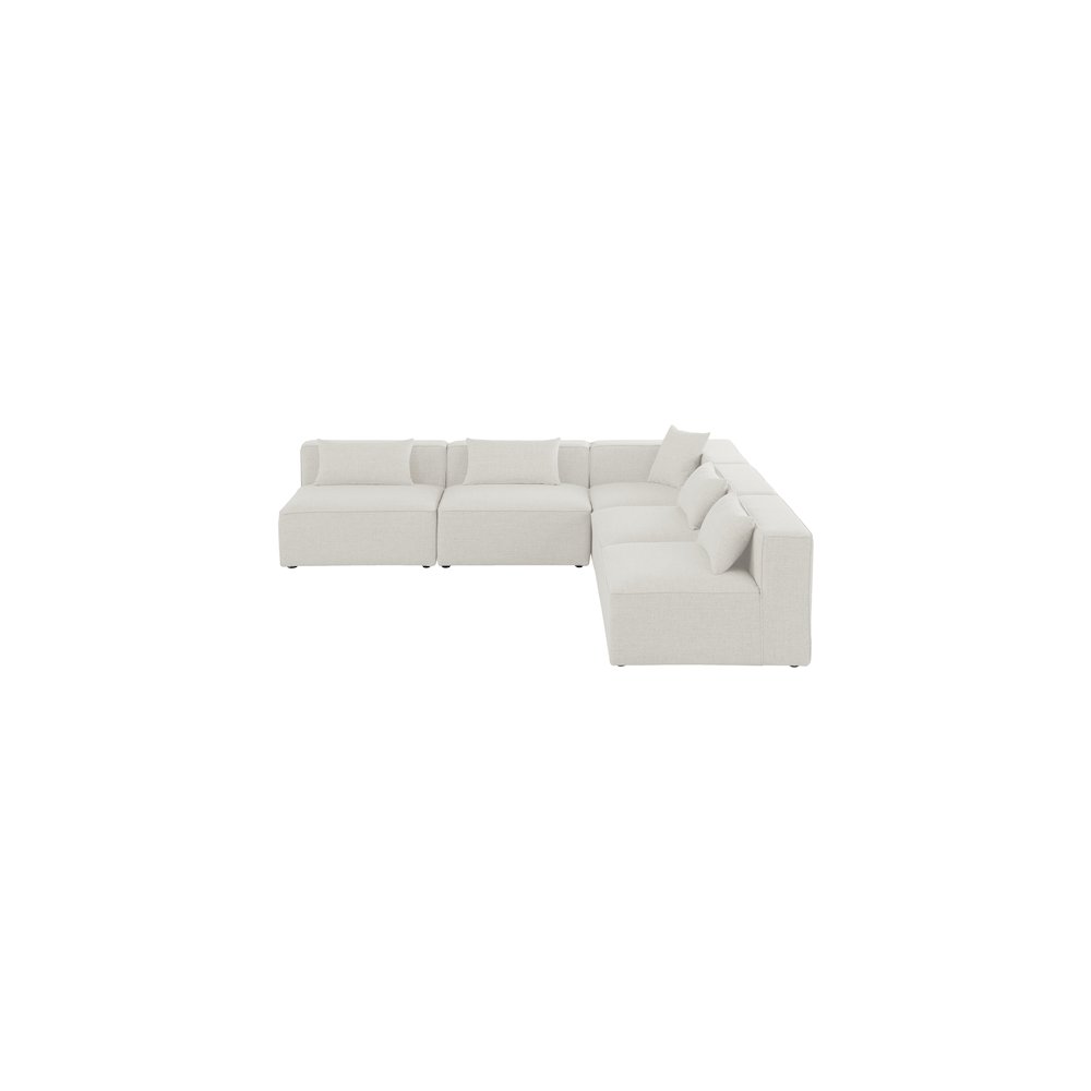 Cube Cream Durable Linen Textured Modular Sectional