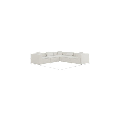 Cube Cream Durable Linen Textured Modular Sectional