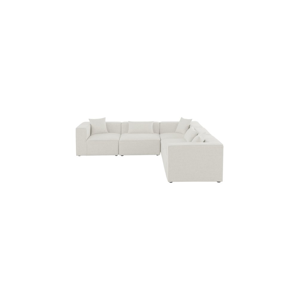 Cube Cream Durable Linen Textured Modular Sectional