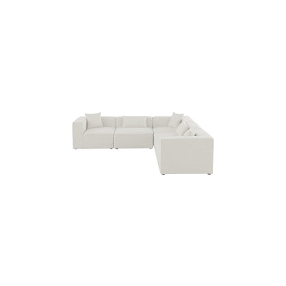Cube Cream Durable Linen Textured Modular Sectional