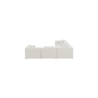 Cube Cream Durable Linen Textured Modular Sectional
