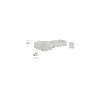 Cube Cream Durable Linen Textured Modular Sectional