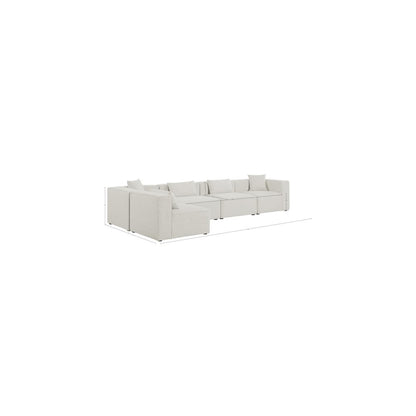 Cube Cream Durable Linen Textured Modular Sectional