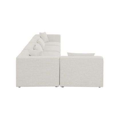 Cube Cream Durable Linen Textured Modular Sectional
