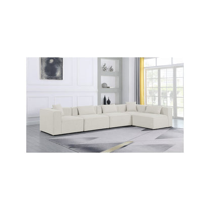 Cube Cream Durable Linen Textured Modular Sectional