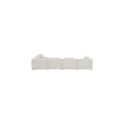 Cube Cream Durable Linen Textured Modular Sectional