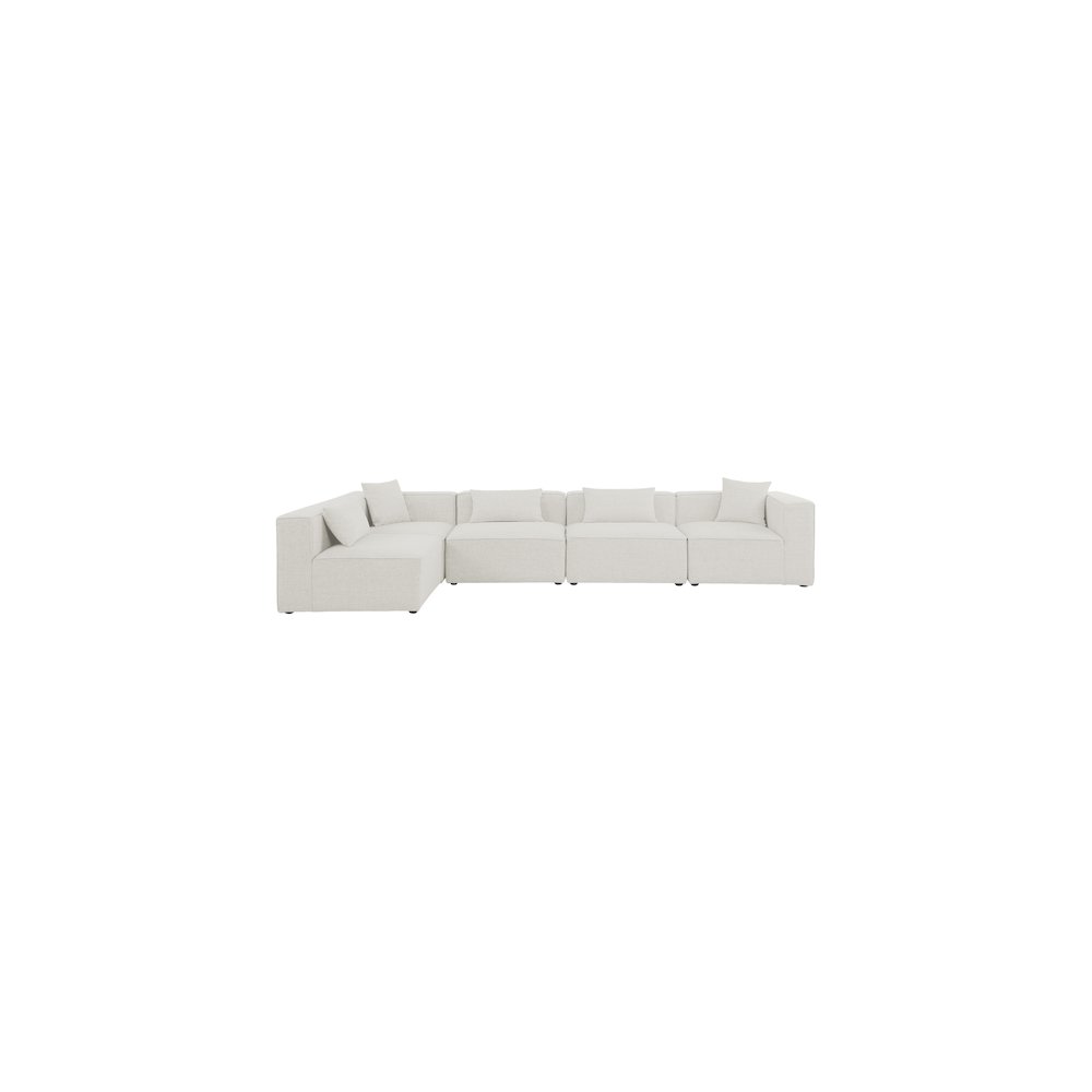 Cube Cream Durable Linen Textured Modular Sectional