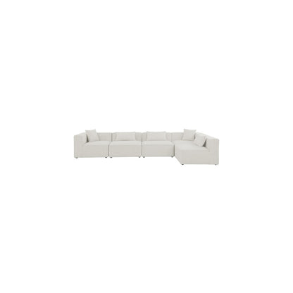 Cube Cream Durable Linen Textured Modular Sectional