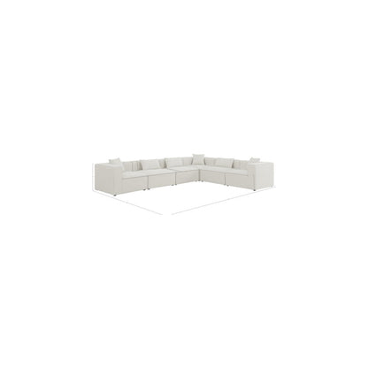 Cube Cream Durable Linen Textured Modular Sectional