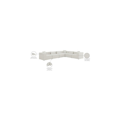Cube Cream Durable Linen Textured Modular Sectional